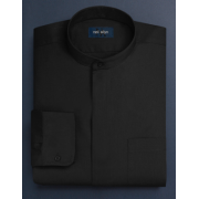 Neil Allyn Black Banded Collar Fly Front Placket Dress Shirt Neil Allyn Black Banded Collar Fly Front Placket Dress Shirt